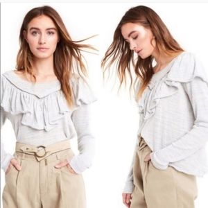 NWT Wildfox Lais Ruffle Babyblue Sweater Blouse XS